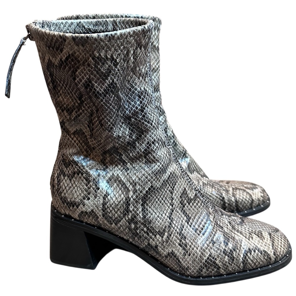 Open Edit Snakeskin Giah 2.5” Block Heel Ankle Bootie Women’s 7.5
